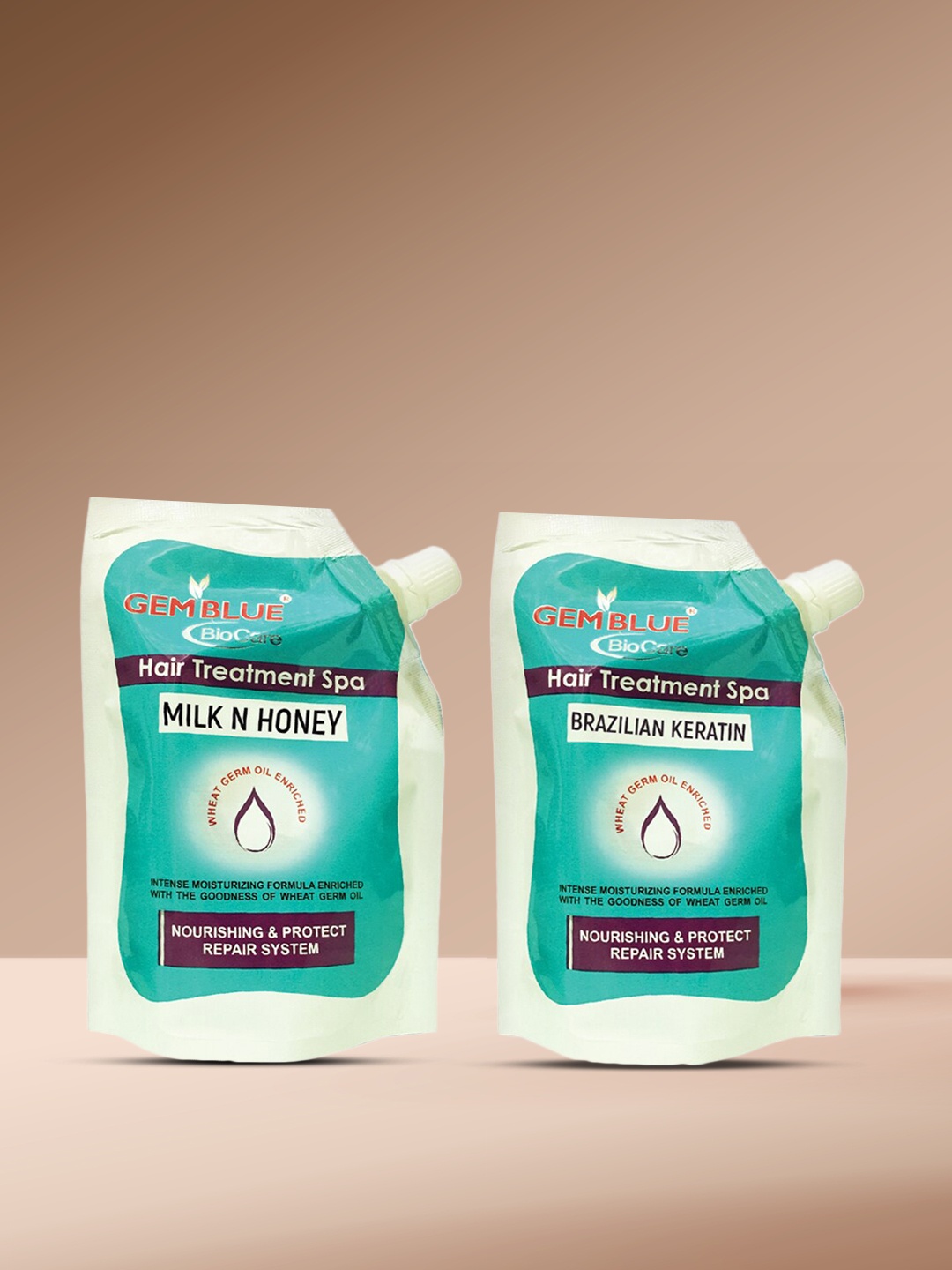 

GEMBLUE BIOCARE Milk & Honey Hair Spa & Brazilian Keratin Hair Spa (Combo of 2), Blue