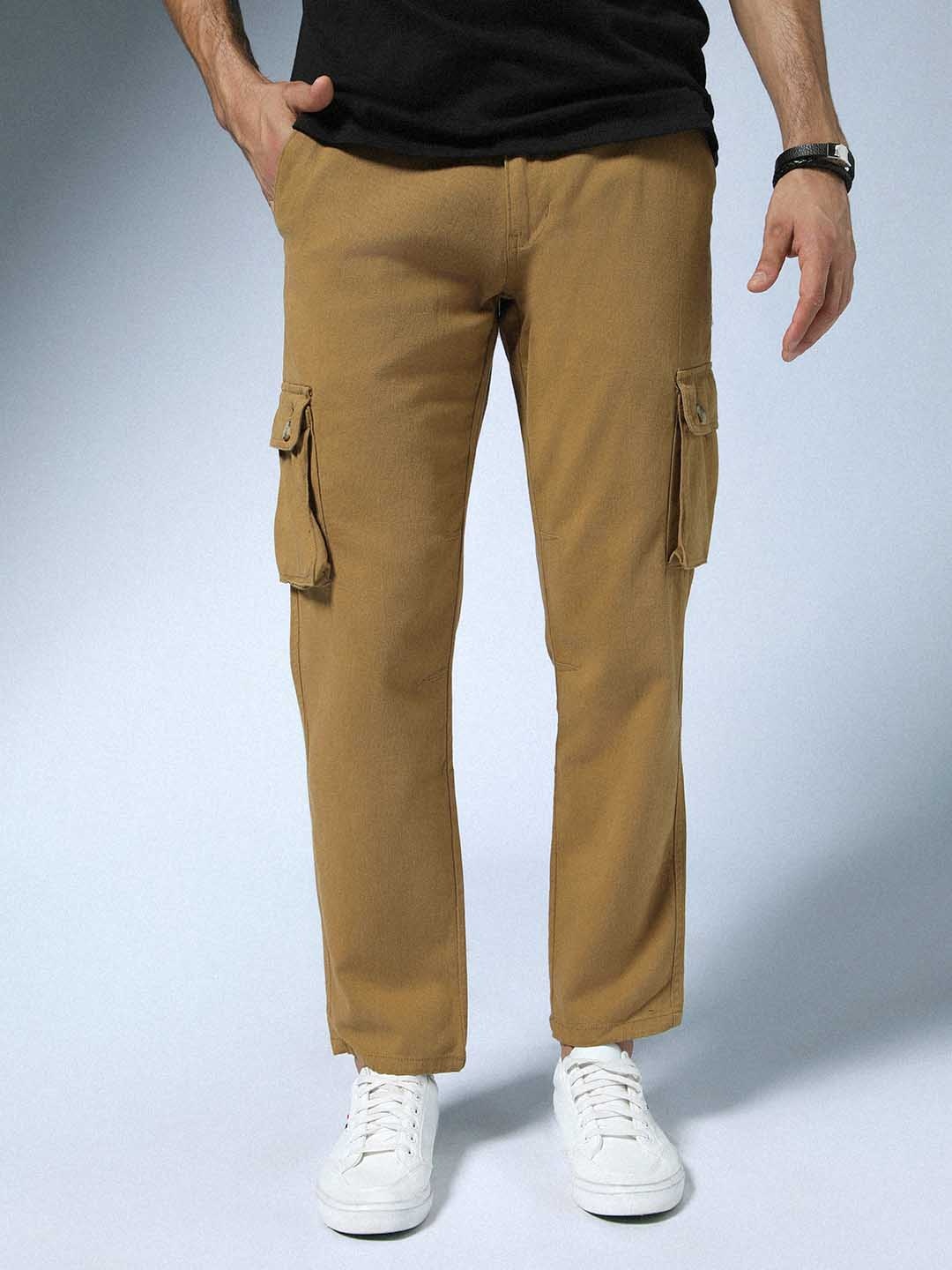 

Hubberholme Men Khaki Slim Fit Solid Cargos