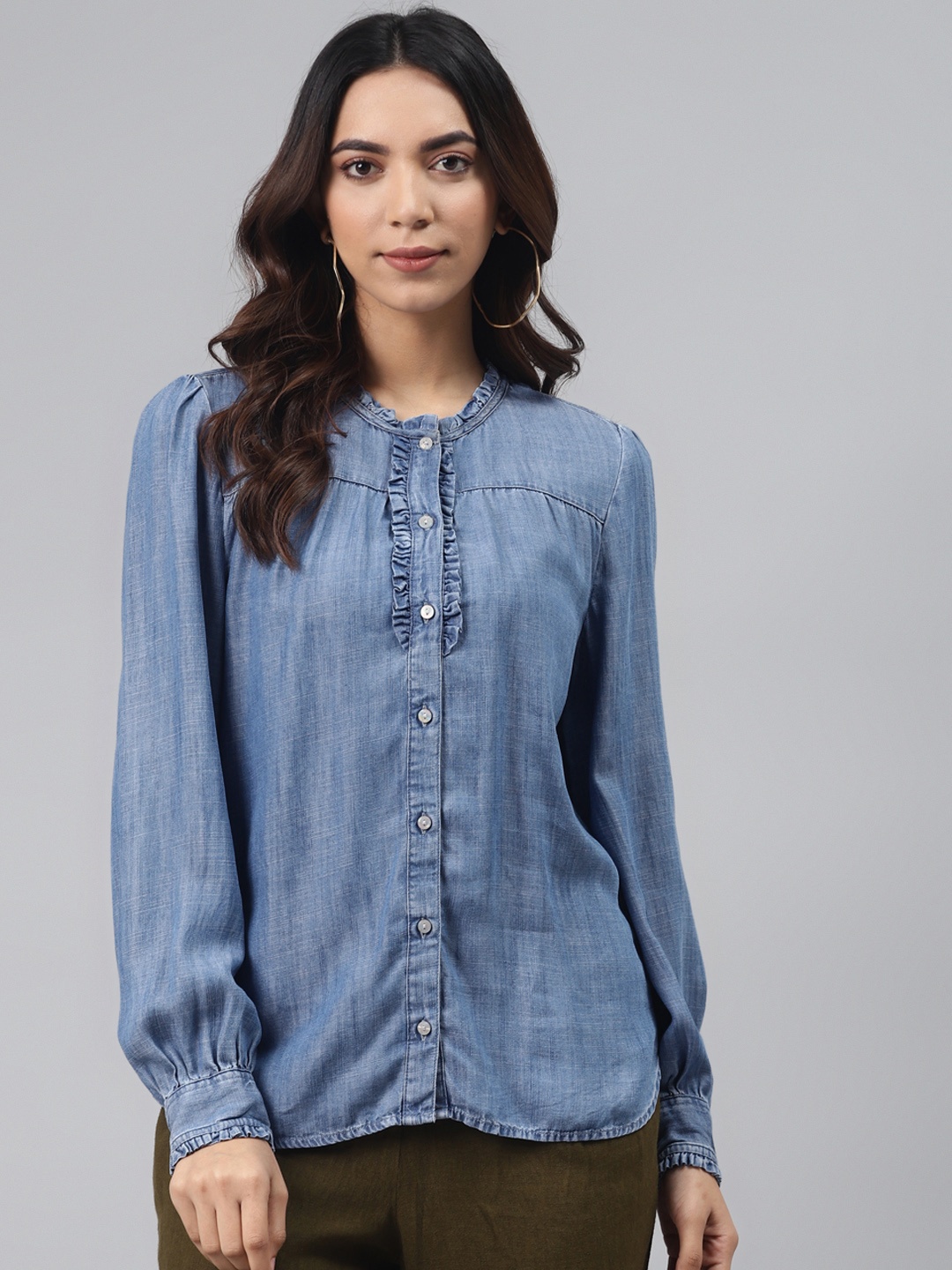 

Marks & Spencer Blue Shirt Style Top