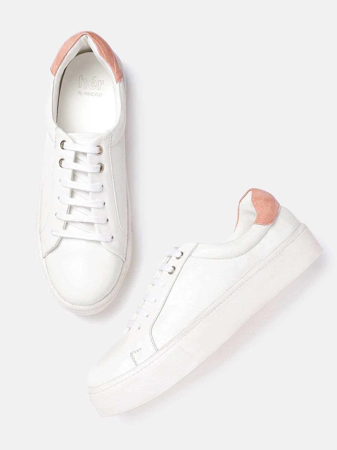 

her by invictus Women White Flatform Sneakers