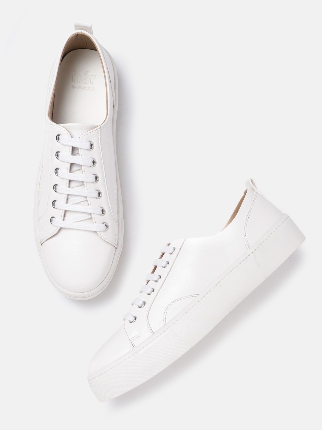 

her by invictus Women White Flatform Sneakers