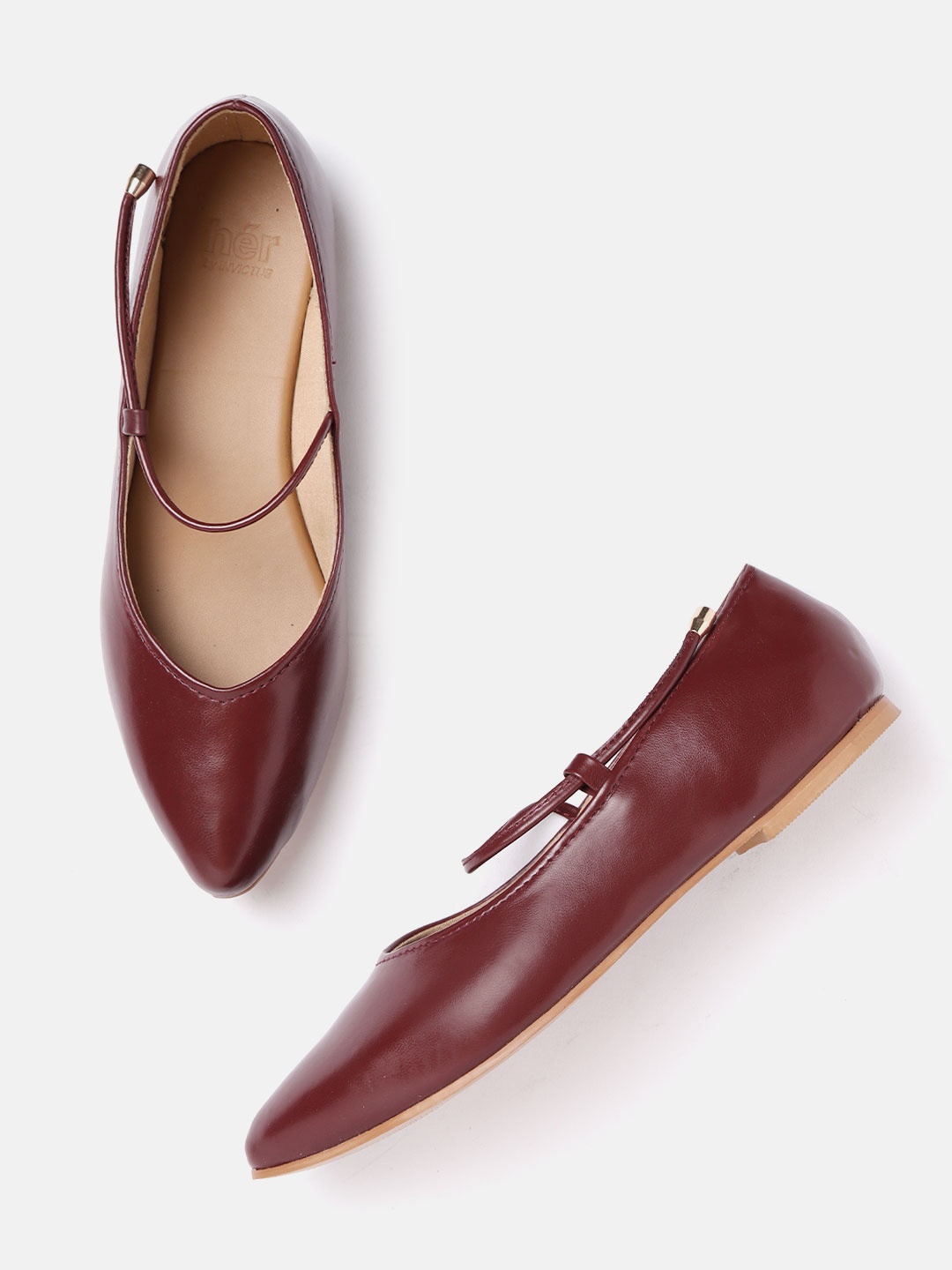 

her by invictus Women Maroon Solid Ballerinas