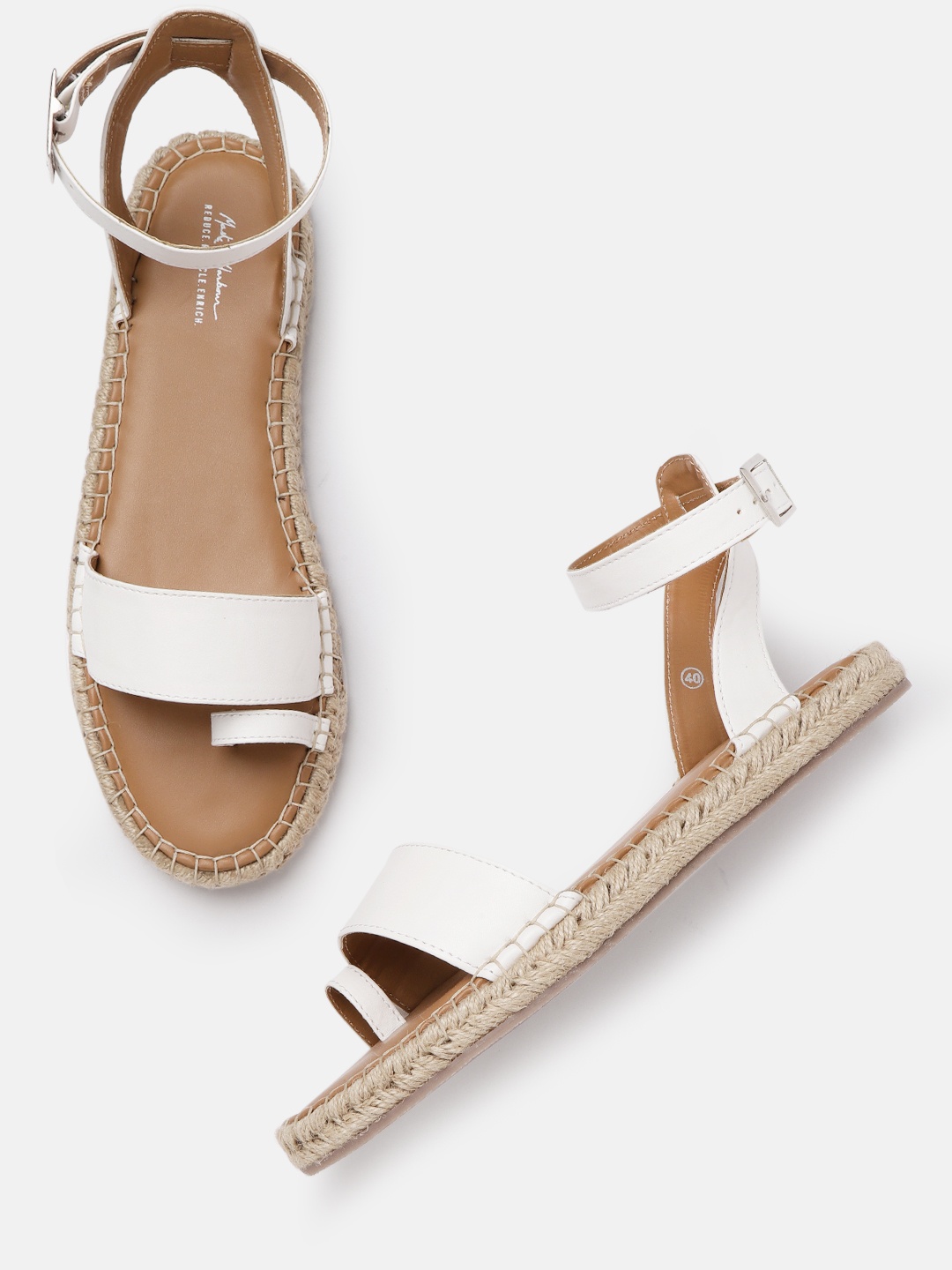 

Mast & Harbour Women Off-White Solid Espadrille Mid-Top Open Toe Flats