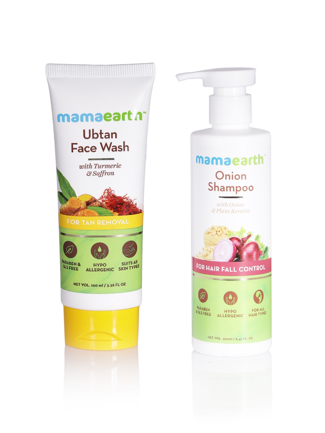 

Mamaearth Unisex Set of Sustainable Hair Fall Control Shampoo & Tan Removal Face Wash, White
