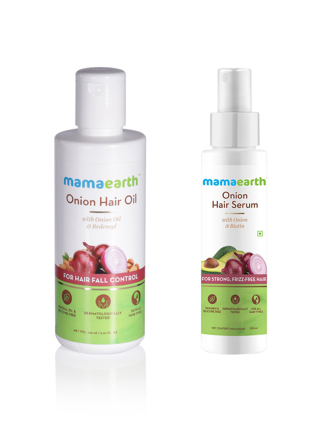 

Mamaearth Set of Onion Hair Oil - 150 ml & Hair Serum - 100 ml, White