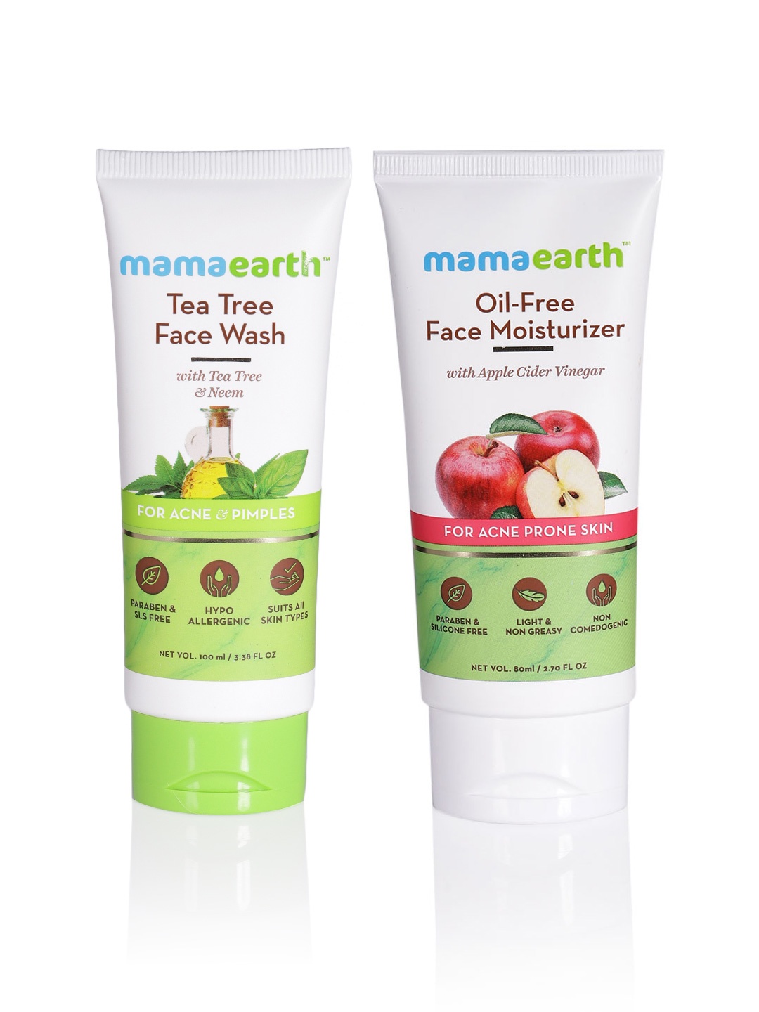 

Mamaearth Unisex Set of Tea Tree Face Wash & Oil-Free Face Moisturizer, White