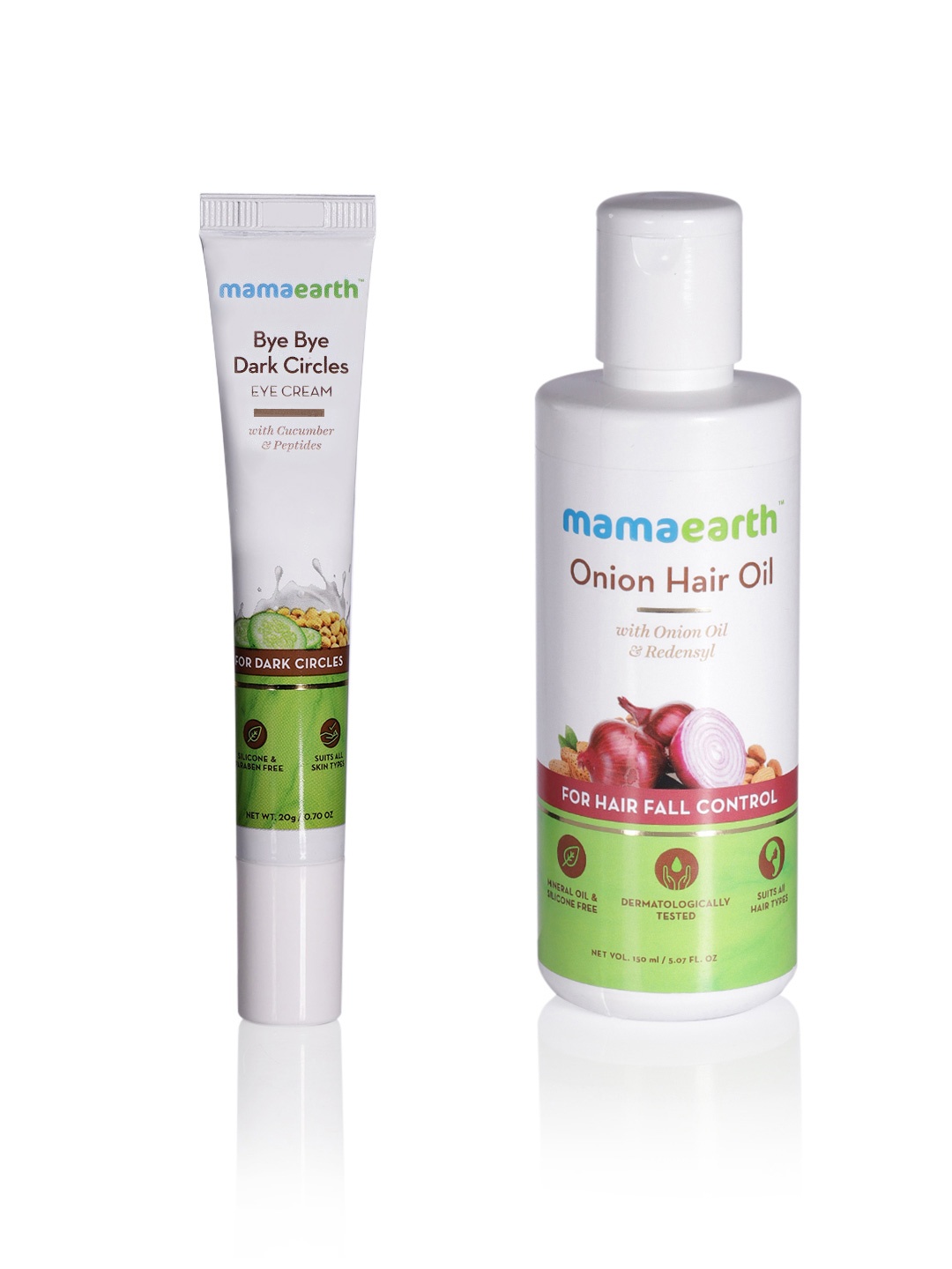 

Mamaearth Set of Eye Cream - 20 g & Hair Fall Control Hair Oil - 150 ml, White