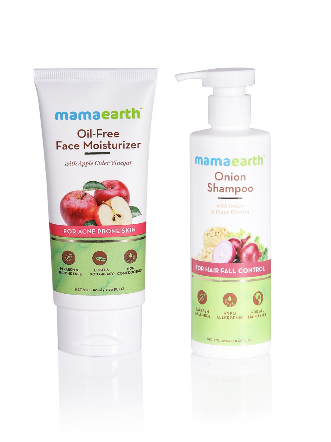

Mamaearth Unisex Sustainable Set of Onion Shampoo & Oil-Free Face Moisturizer, White