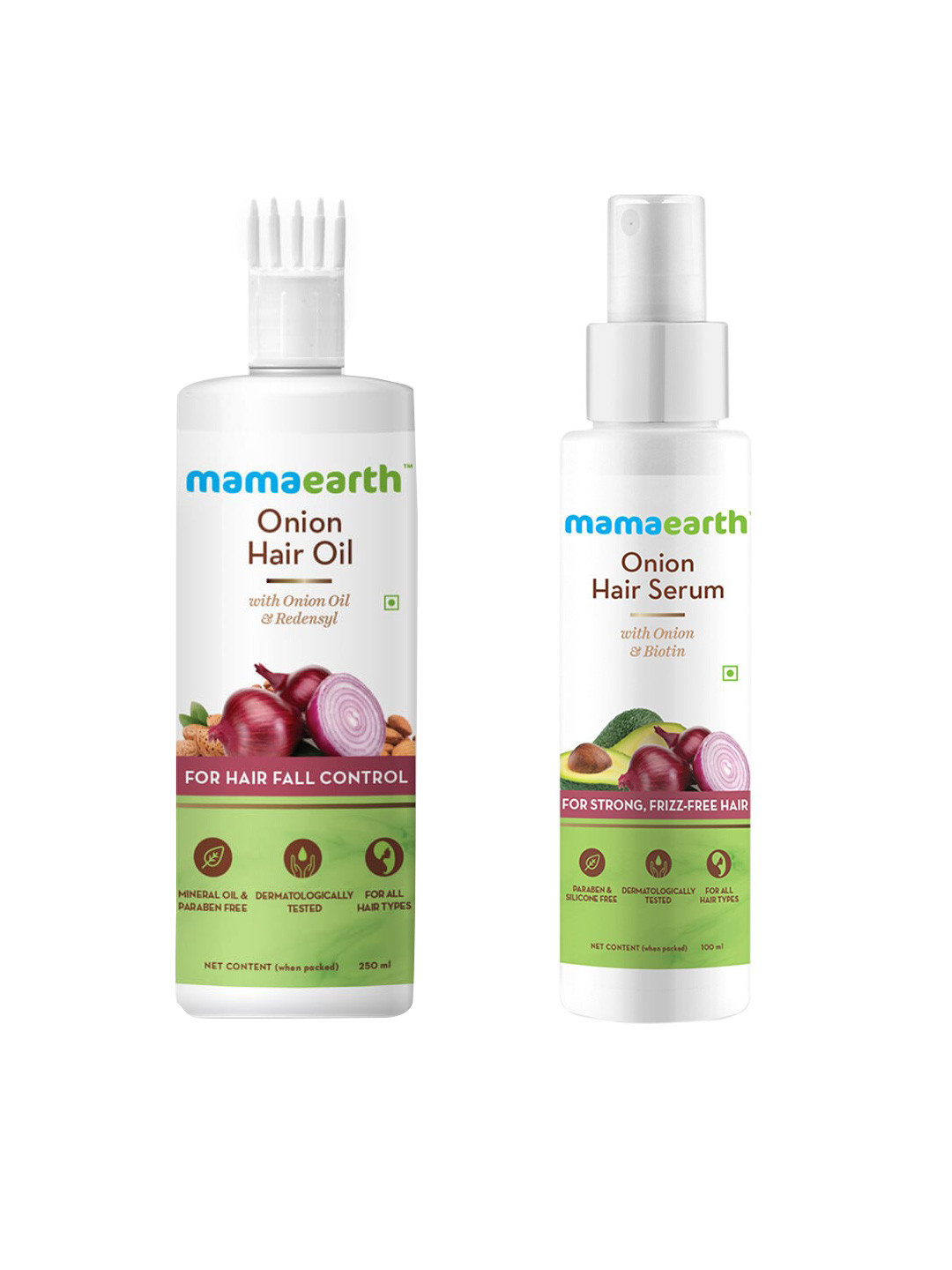 

Mamaearth Unisex Set of Sustainable Onion Hair Oil & Hair Serum, Off white