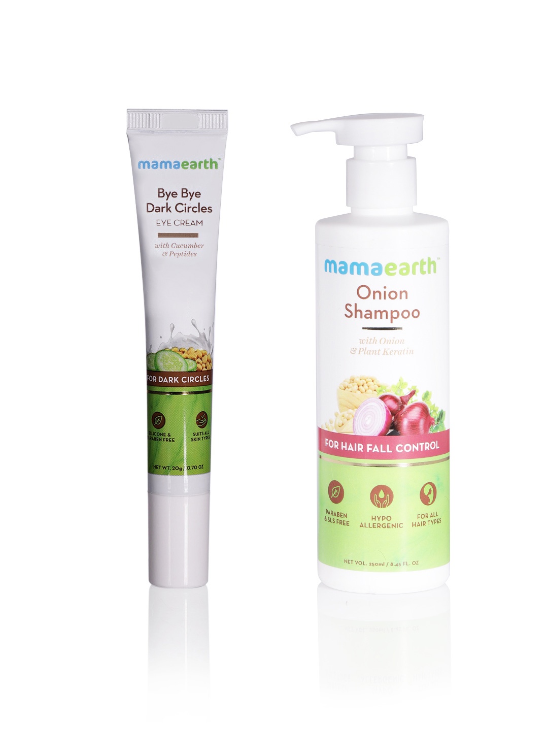 

Mamaearth Unisex Set of Sustainable Eye Cream & Onion Shampoo, White