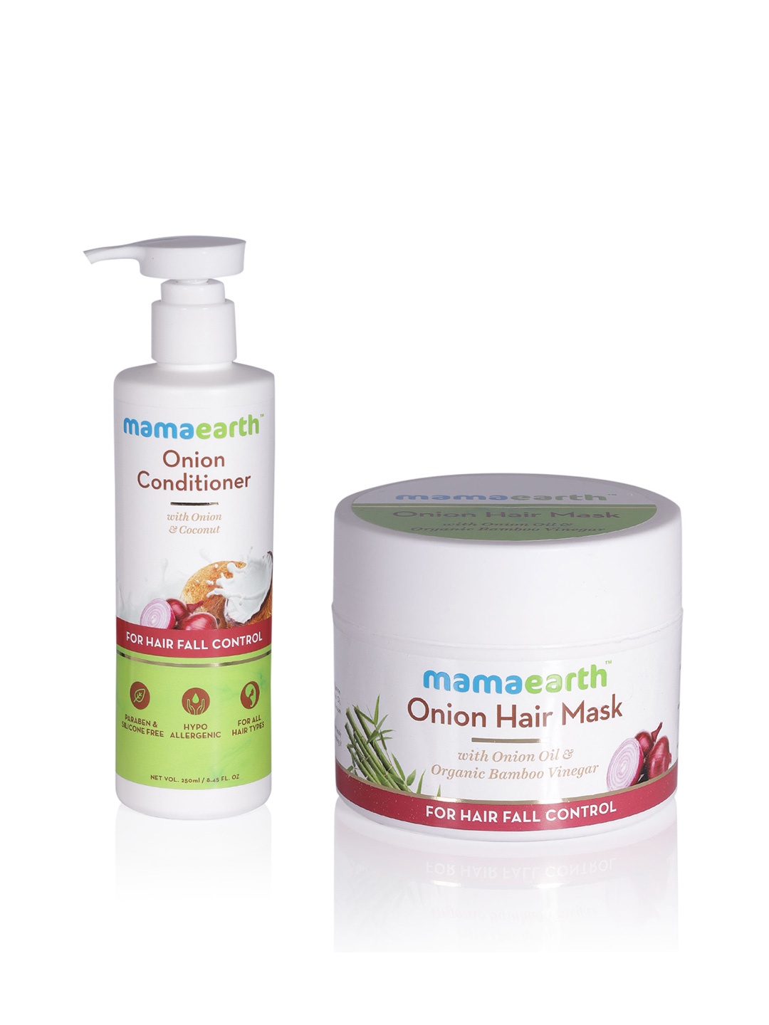 Mamaearth Unisex Set of Sustainable Onion Hair Mask & Conditioner, White