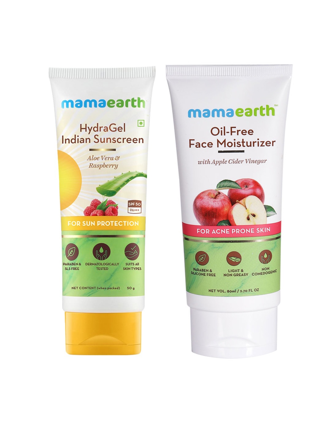 

Mamaearth Unisex Set of HydraGel Indian Sunscreen & Oil-Free Face Moisturizer, White