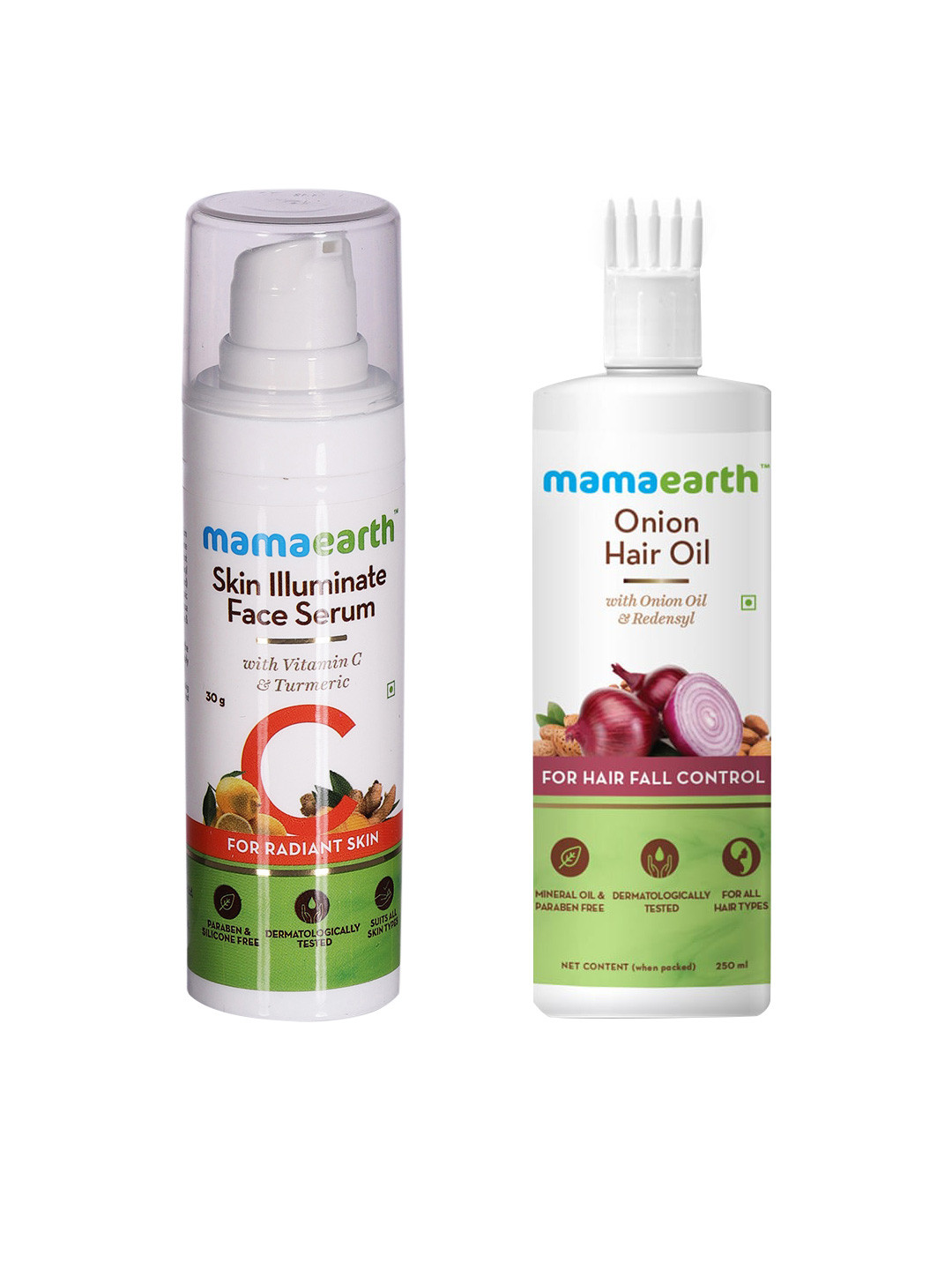 

Mamaearth Unisex Set of Sustainable Onion Hair Oil & Vitamin C Face Serum, Off white