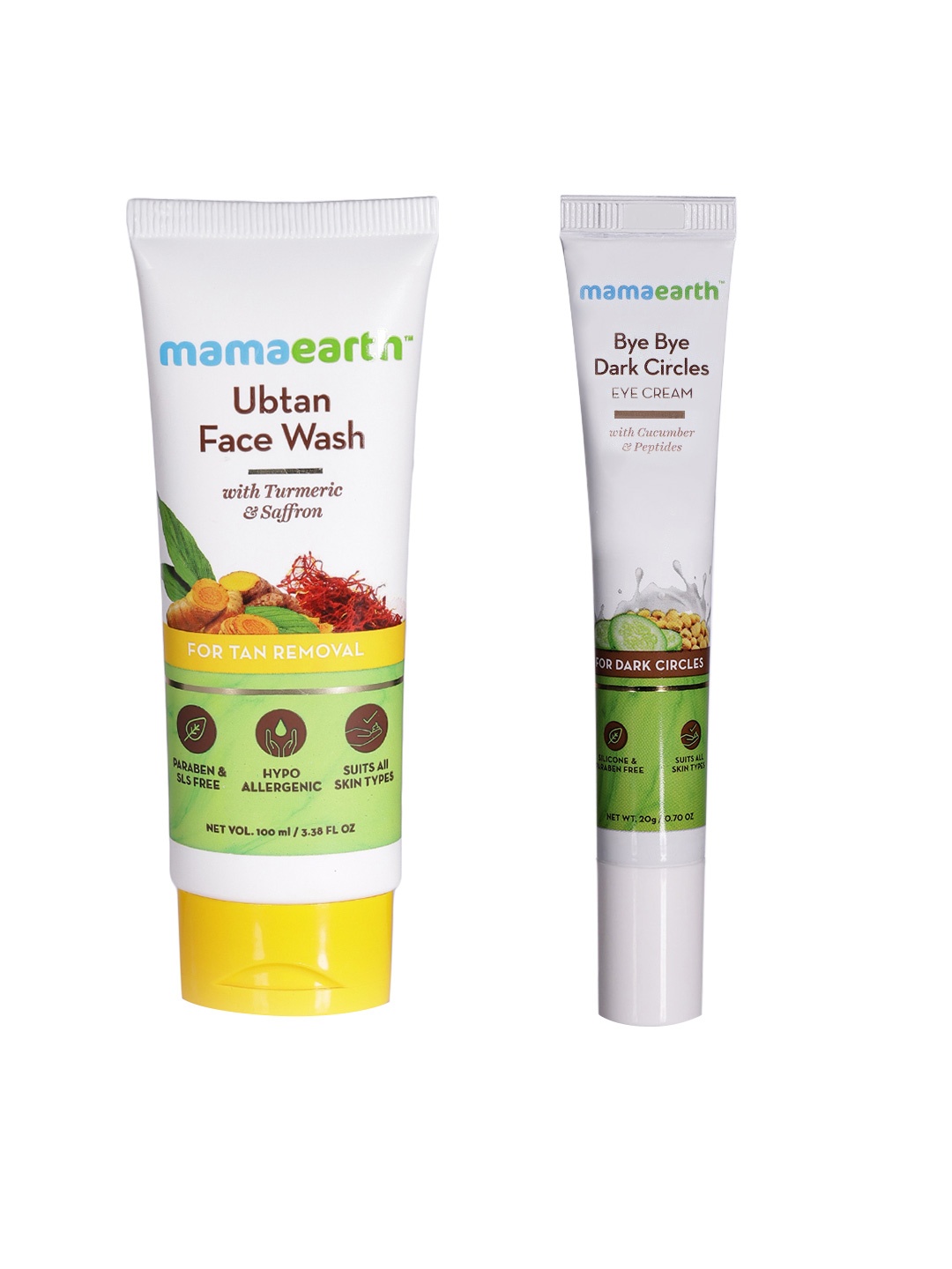

Mamaearth Unisex Set of Sustainable Eye Cream & Face Wash, White