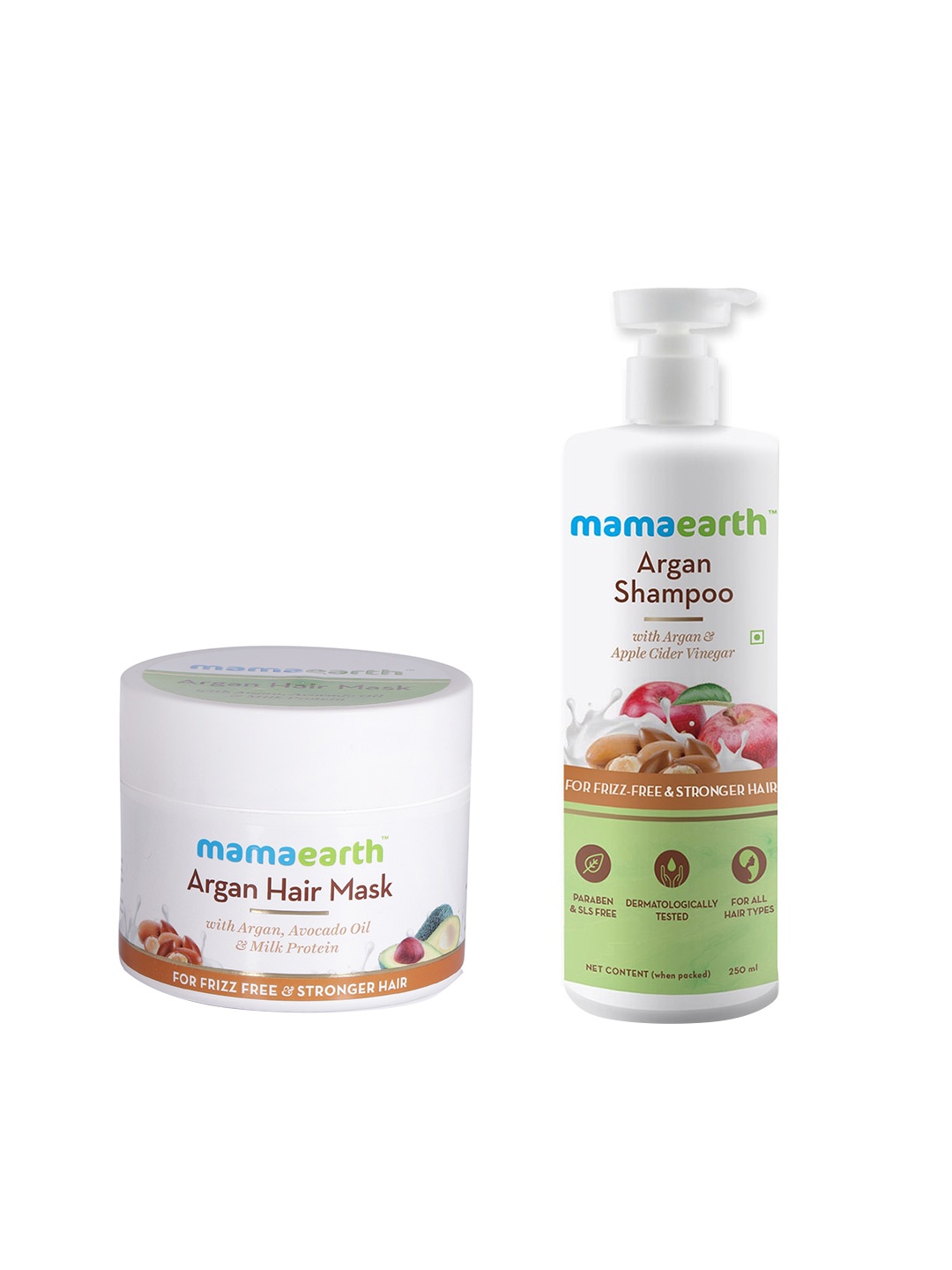 

Mamaearth Set of Sustainable Argan Hair Mask & Shampoo, White