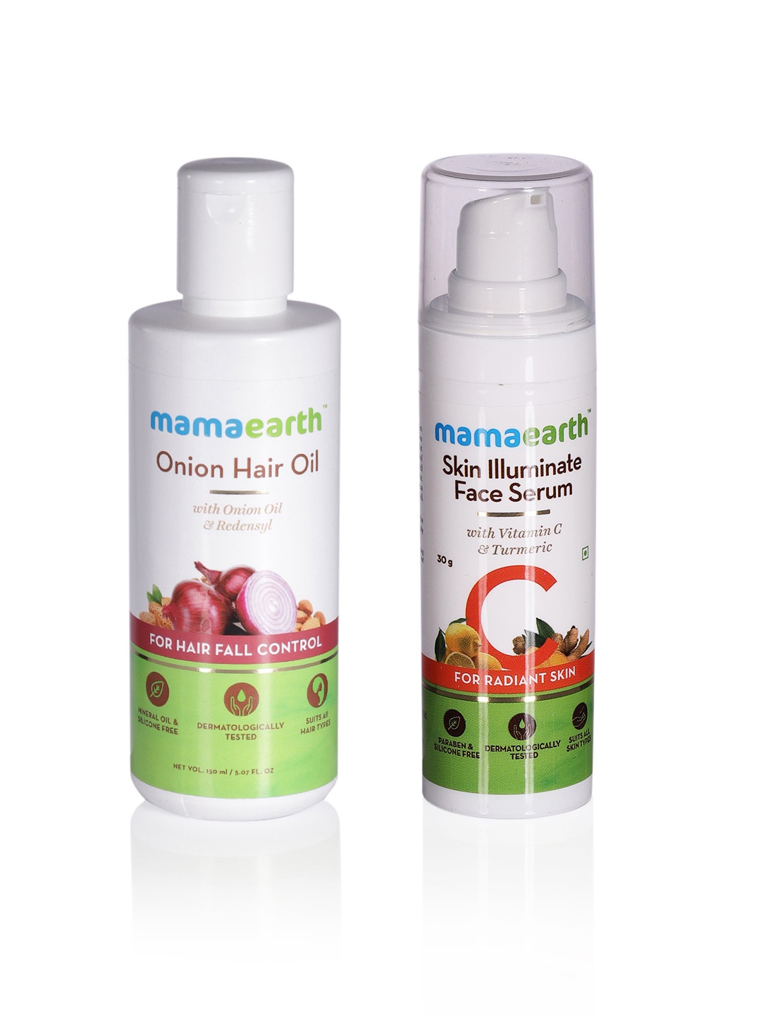 

Mamaearth Set of Vitamin C Face Serum - 30 g & Onion Hair Oil - 150 ml, White