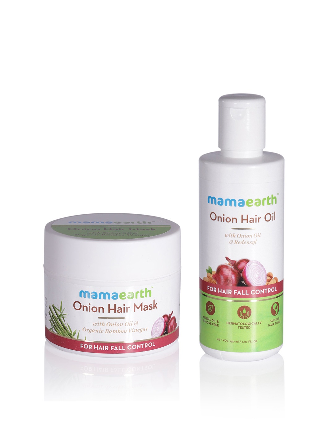 

Mamaearth Set of Onion Hair Oil - 150 ml & Hair Mask - 200 ml, White