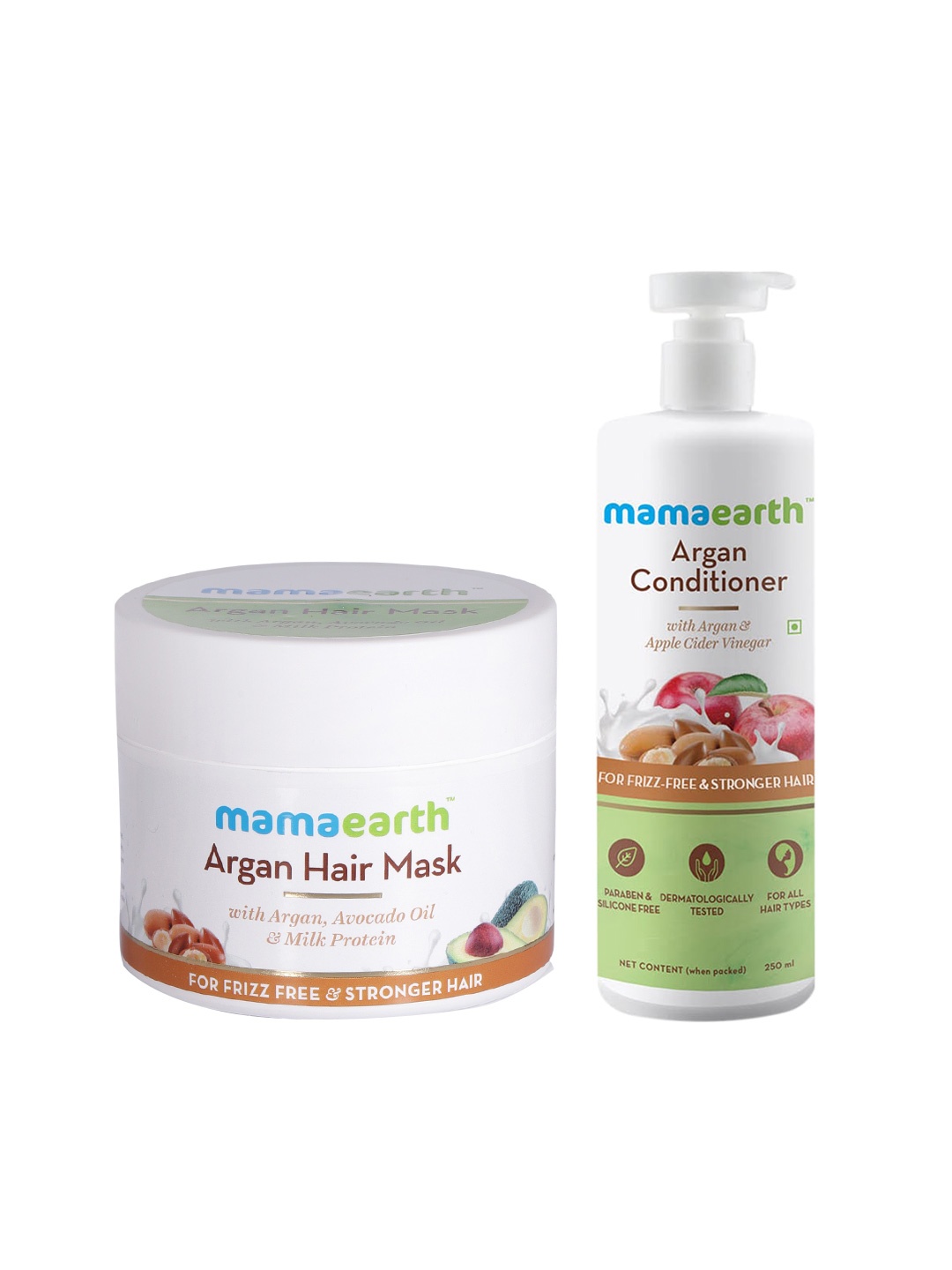 

Mamaearth Sustainable Set of Argan & Apple Cider Vinegar Conditioner & Argan Hair Mask, White