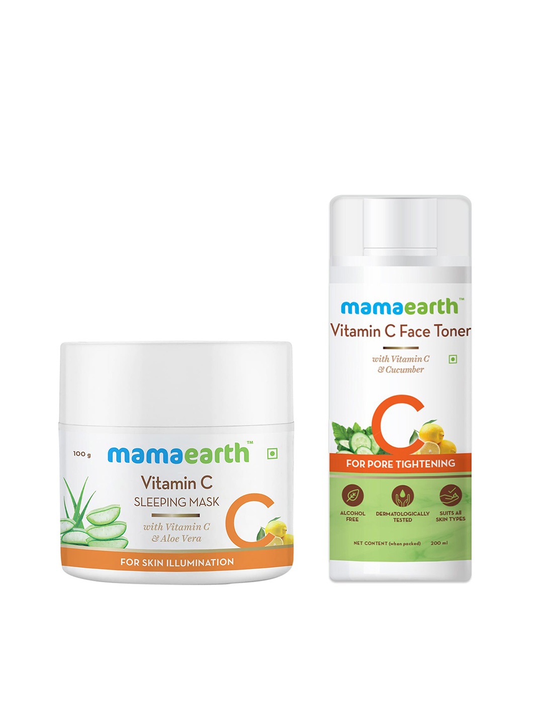 

Mamaearth Sustainable Set of Vitamin C Toner & Vitamin C Sleeping Mask, White