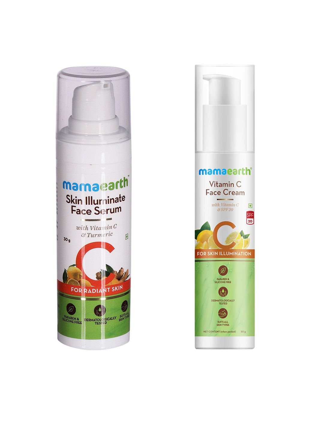

Mamaearth Vitamin C Set of Sustainable Face Serum & Face Cream, White