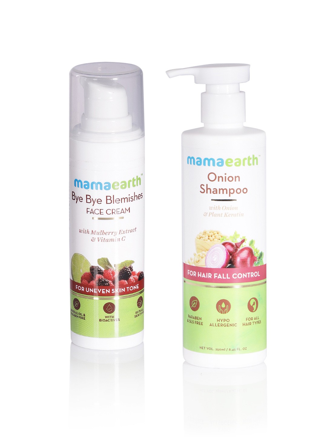 

Mamaearth Set of Face Cream & Sustainable Onion Hair Fall Control Shampoo, White