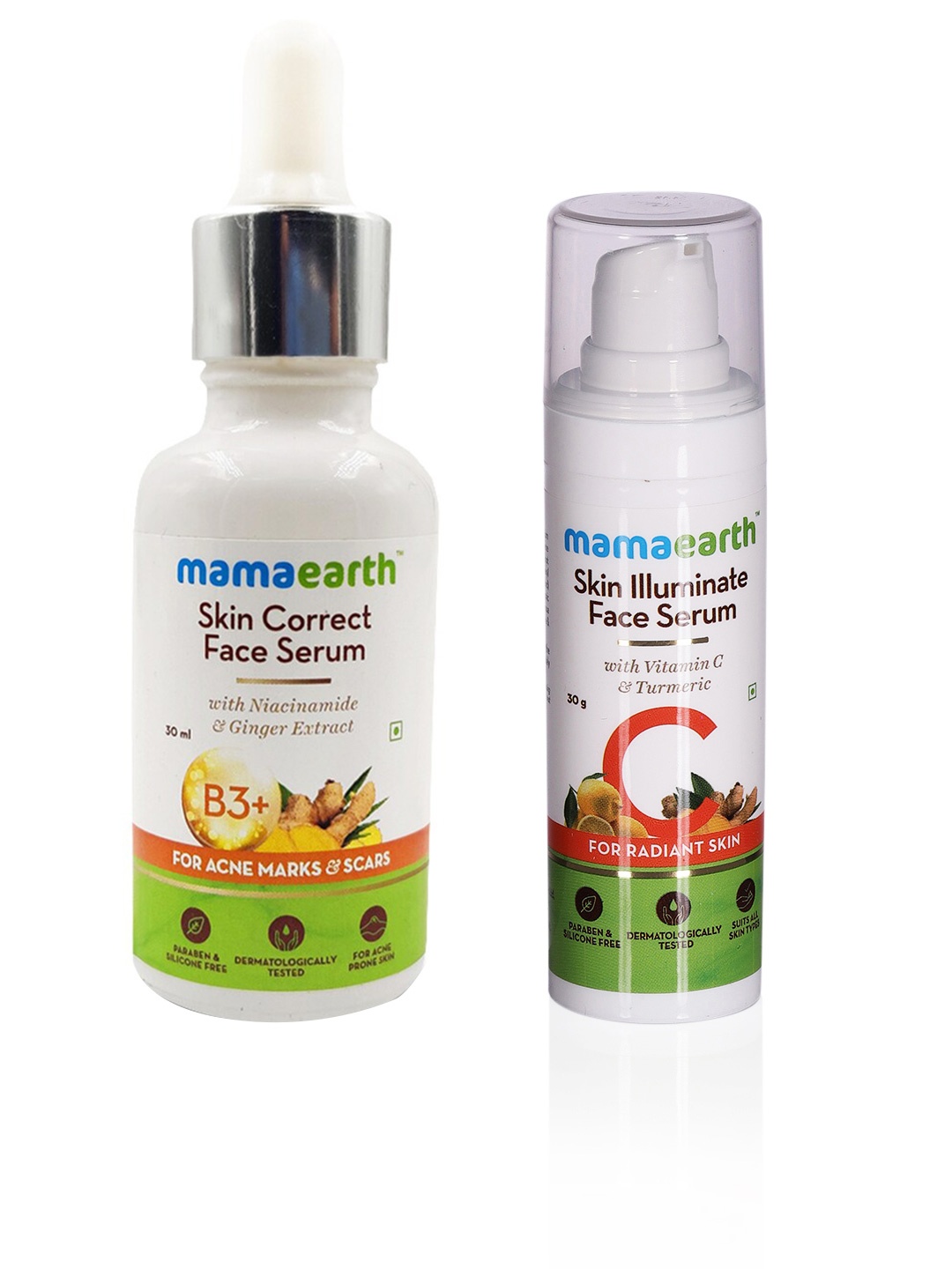 Mamaearth Sustainable Set of Skin Illuminate Vitamin C & Skin Correct Face Serums, White