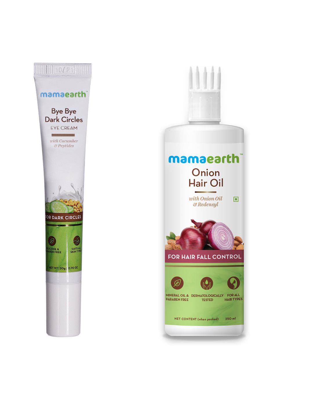 

Mamaearth Set of Sustainable Eye Cream & Onion Hair Oil, Off white