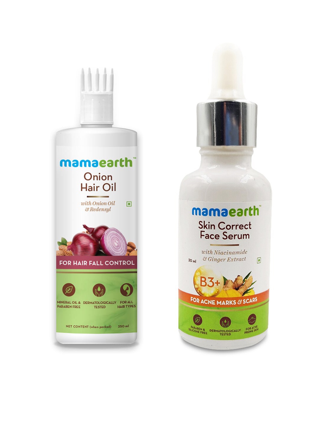 

Mamaearth Sustainable Set of Skin Correct Face Serum & Onion Hair Oil, White