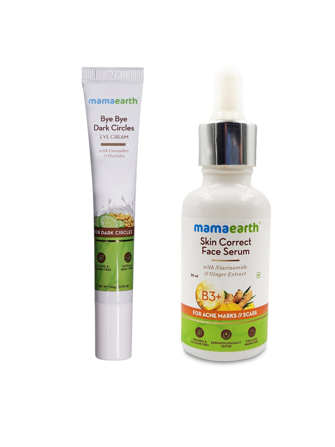 

Mamaearth Unisex Set of Sustainable Eye Cream & Skin Correct Face Serum, White