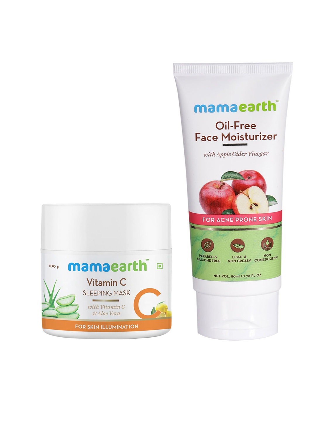 

Mamaearth Unisex Set of Sustainable Sleeping Mask & Oil-Free Face Moisturizer, White