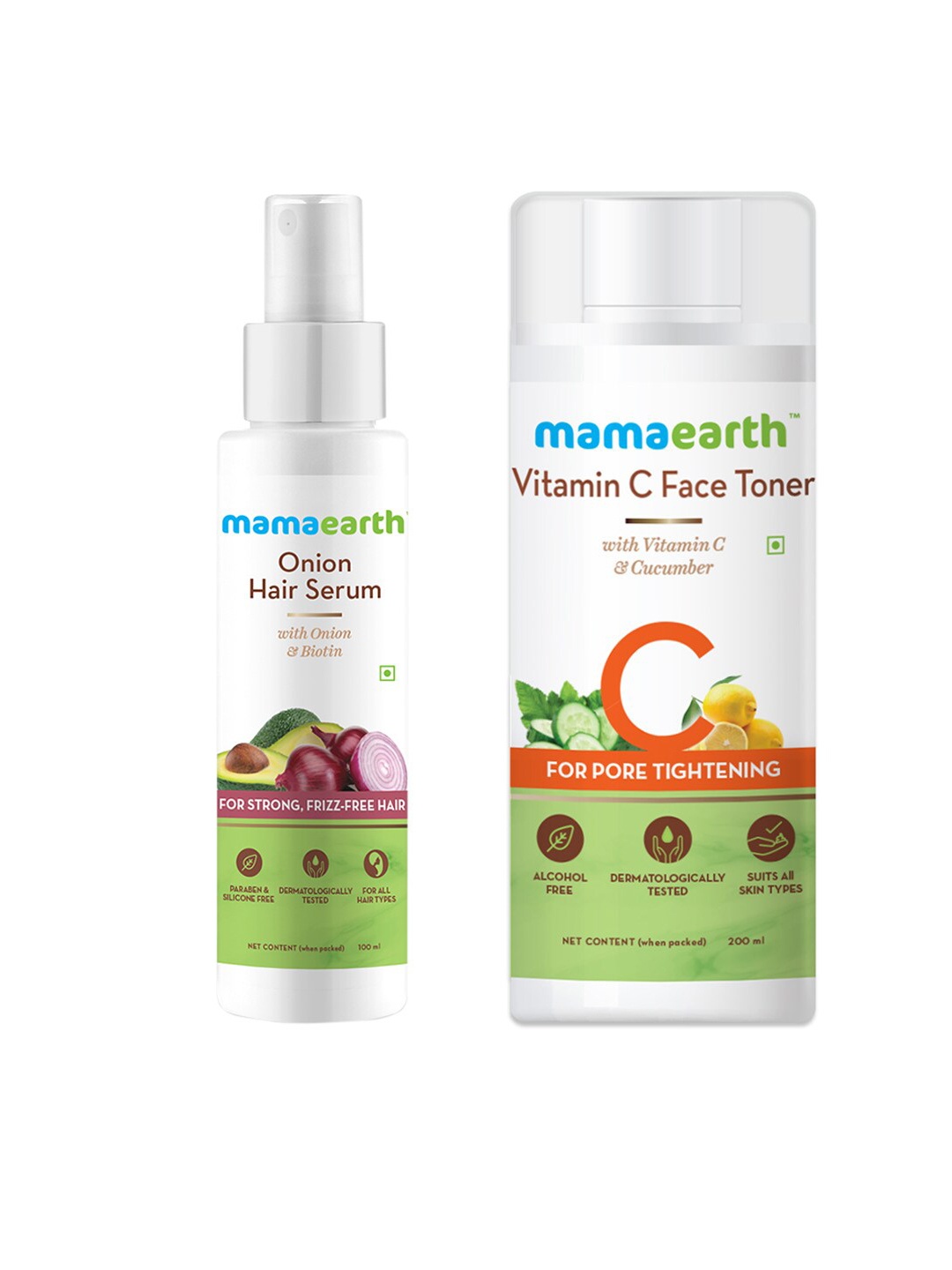 

Mamaearth Unisex Set of Sustainable Onion Hair Serum & Vitamin C Face Toner, White