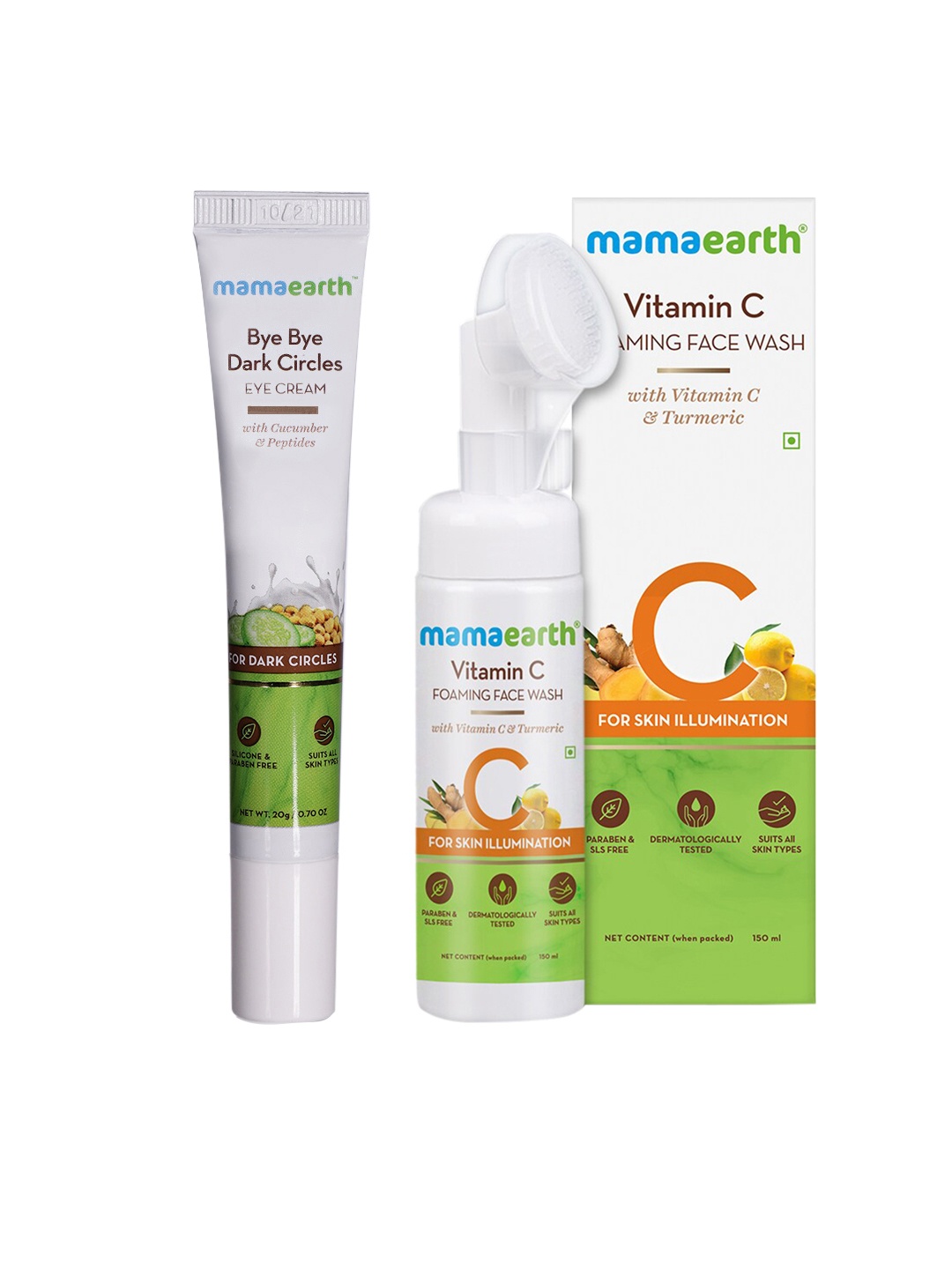 

Mamaearth Unisex Set of Sustainable Eye Cream & Vitamin C Face Wash, Yellow