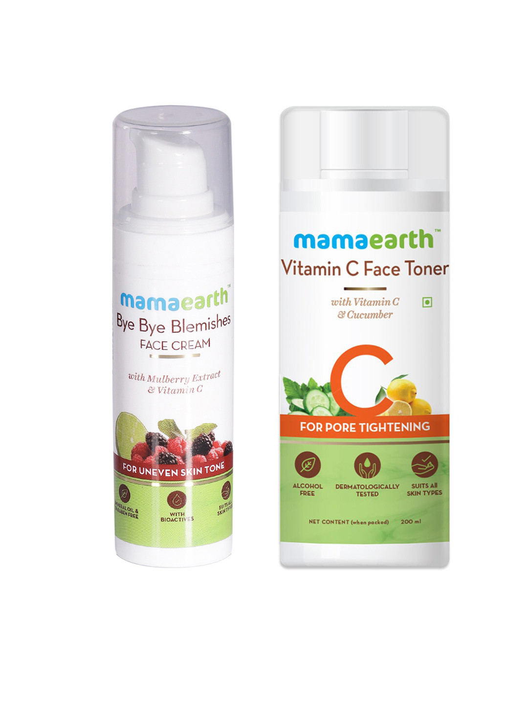 

Mamaearth Unisex Set of Bye Bye Blemishes Face Cream & Vitamin C Face Toner, White