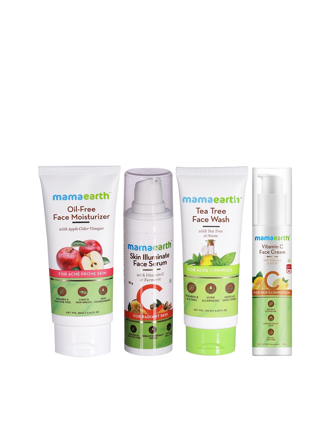 

Mamaearth Unisex Set of 1 Face Serum, 1 Face Wash, 2 Face Moisturizers, White
