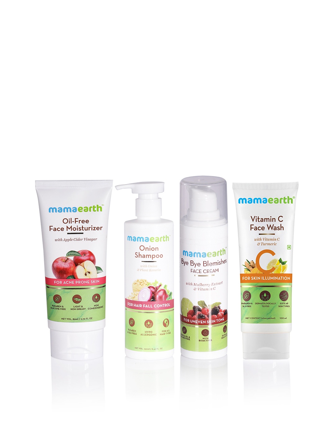 

Mamaearth Unisex Set of 1 Face Wash, 1 Shampoo, 2 Face Moisturizer, White