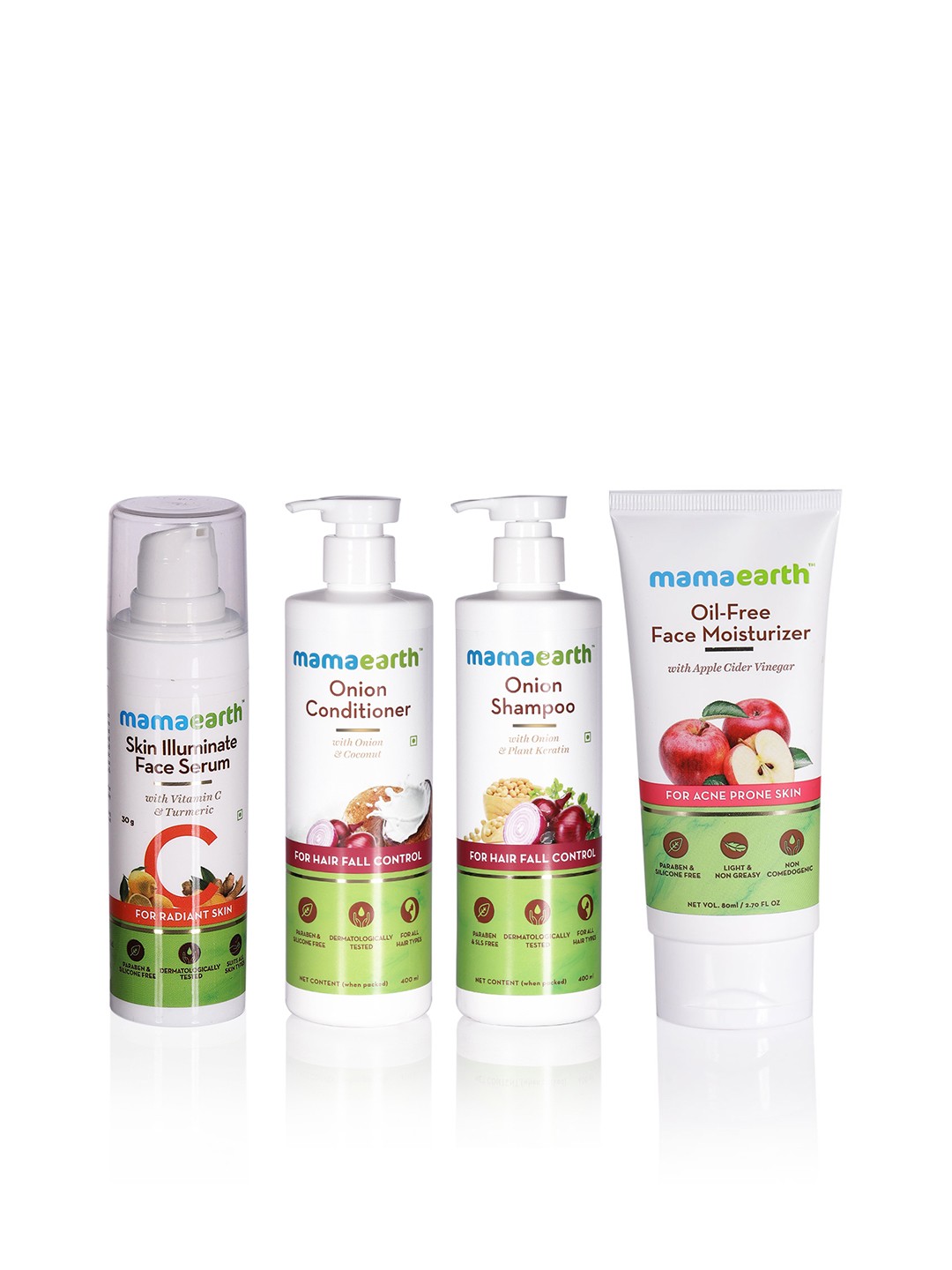 

Mamaearth Unisex Set of Face Serum, Moisturizer, Shampoo & Conditioner, White
