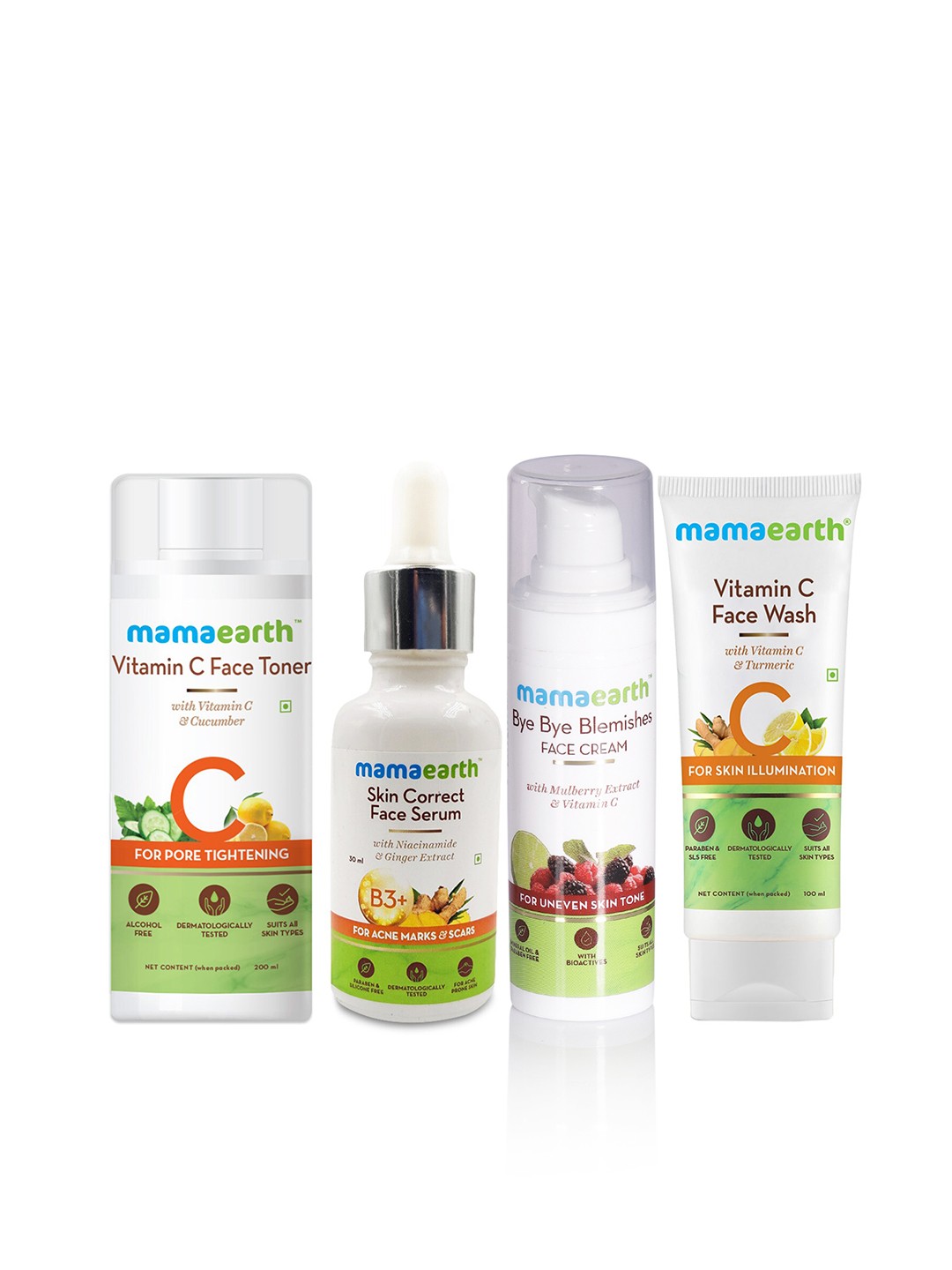 

Mamaearth Sustainable Set of Face Cream, Face Serum, Vitamin C Toner & Face Wash, White