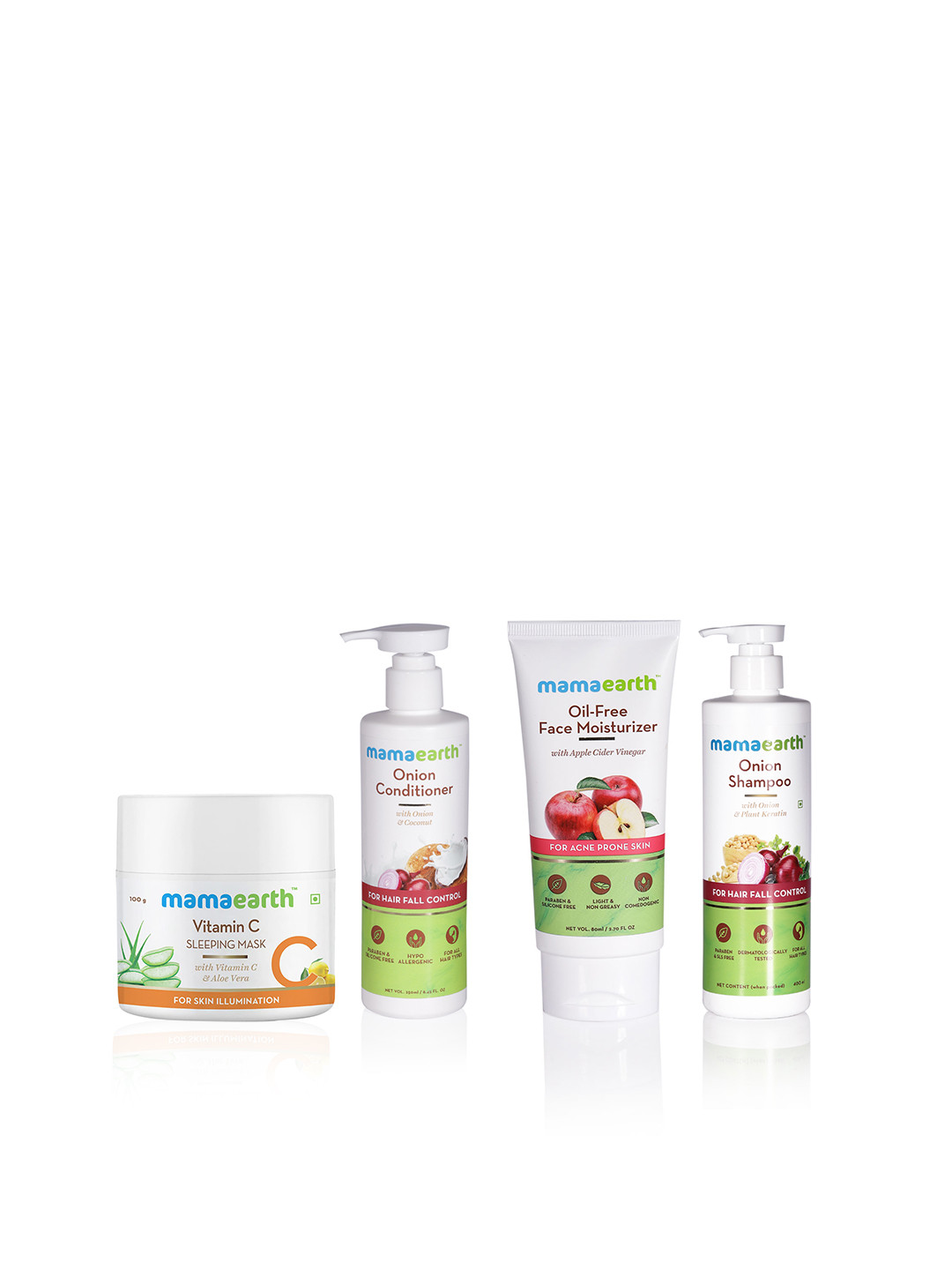 

Mamaearth Sustainable Set of 4 Face Moisturizer, Conditioner, Shampoo & Sleeping Mask, White
