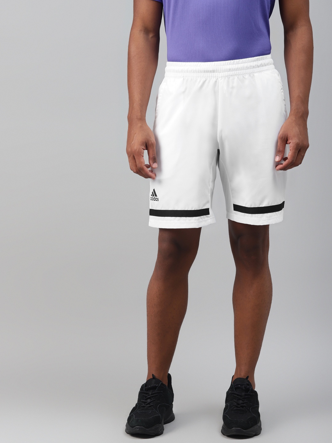 

ADIDAS Men White Self Checked Club Tennis Shorts