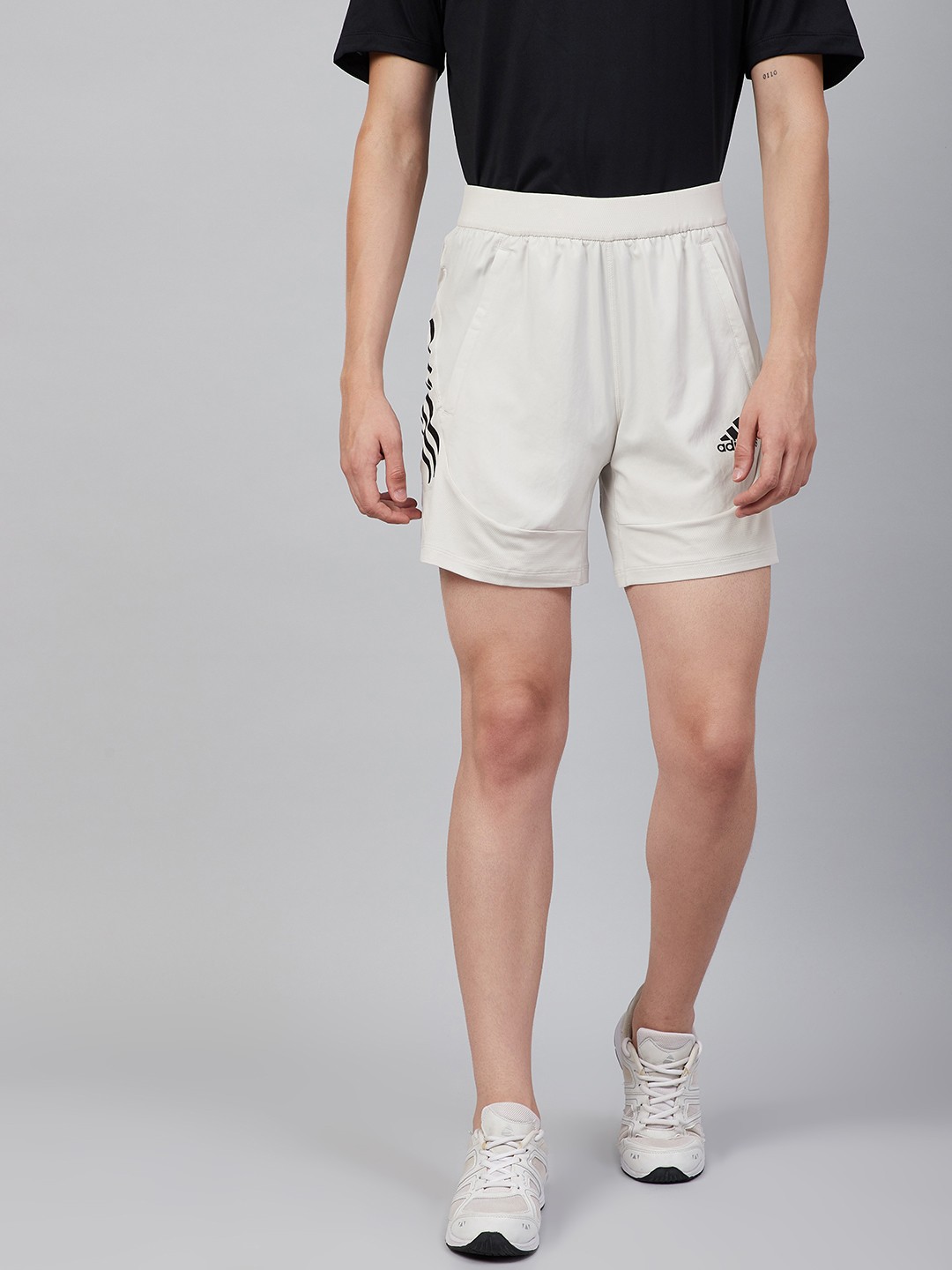 

ADIDAS Men Off-White Solid Slim Fit AERO3S Training Sports Sustainable Shorts