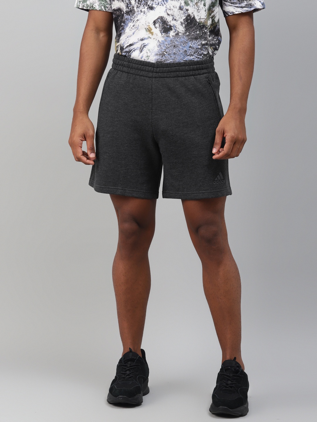 

ADIDAS Men Charcoal Grey Cotton Solid MEL Sports Sustainable Shorts