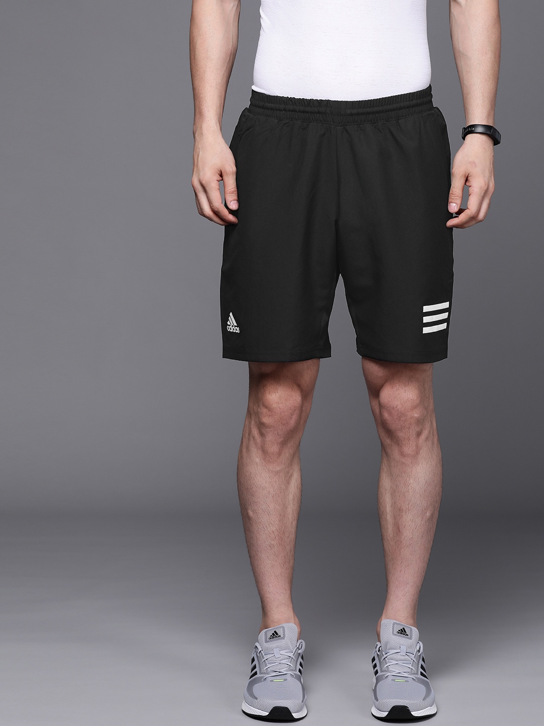 

ADIDAS Men Black Solid Sustainable Club Tennis 3-Stripes Sustainable Shorts