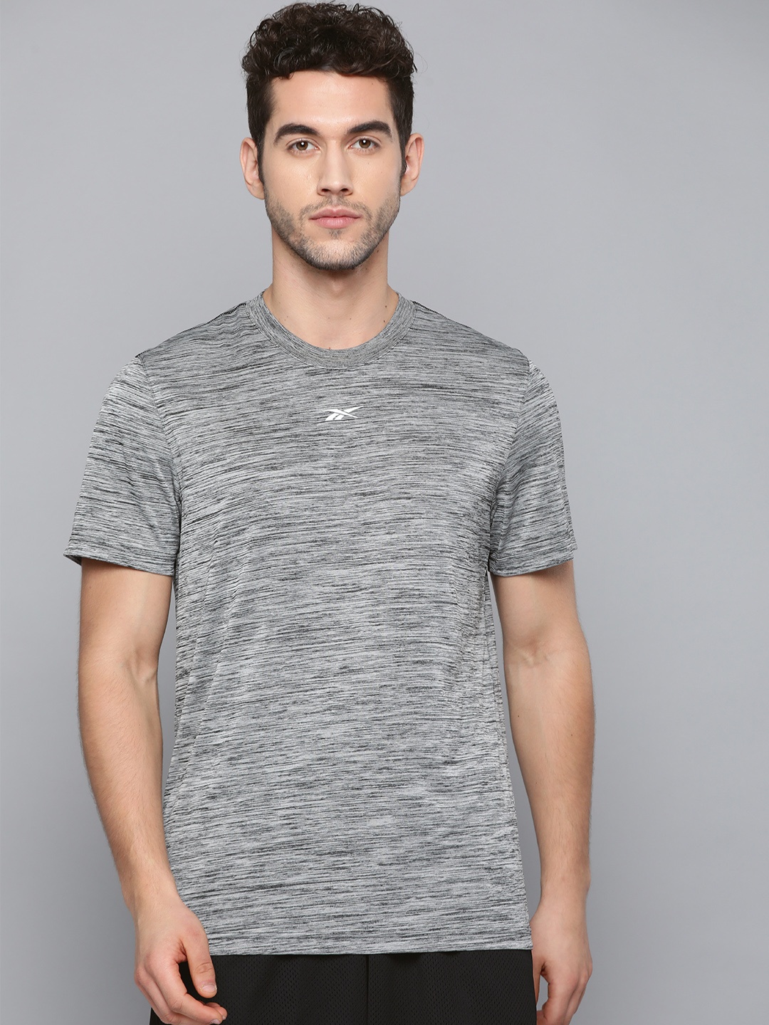 

Reebok Men Grey & Black SJ CT Solid Training T-Shirt