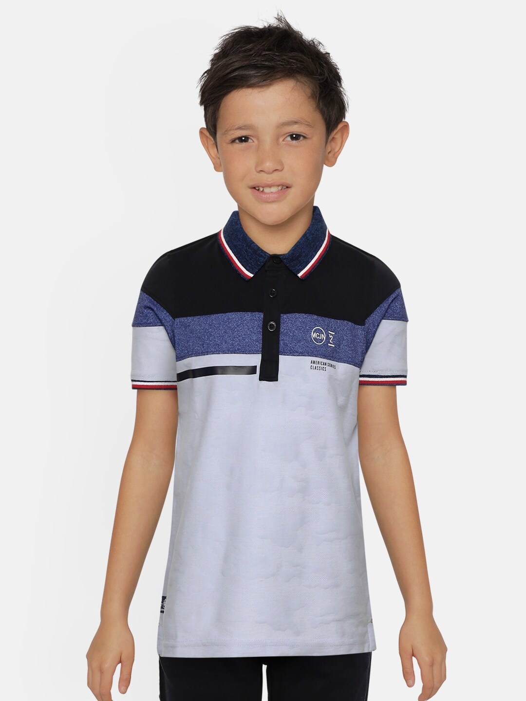 

Monte Carlo Boys Blue Camouflage Self Design Polo Collar T-shirt