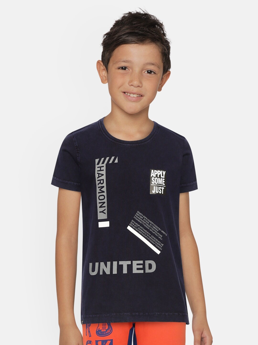 

Monte Carlo Boys Navy Blue Typography Print Round Neck T-shirt