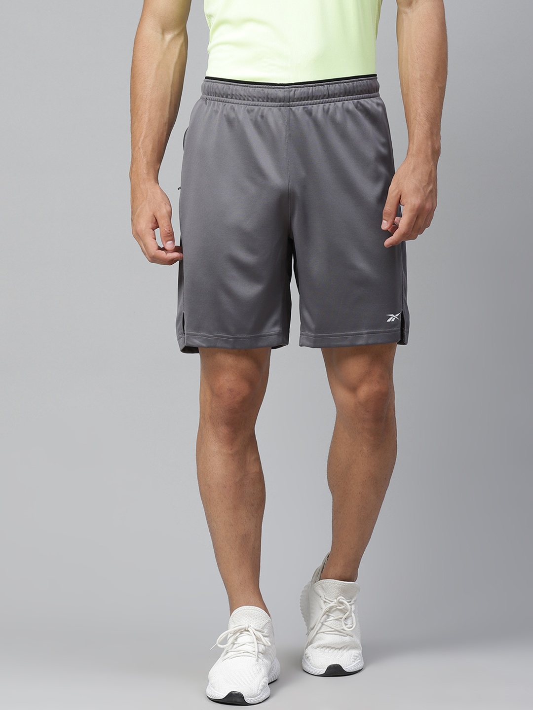

Reebok Men Grey Mid-Rise Training or Gym Sports Shorts