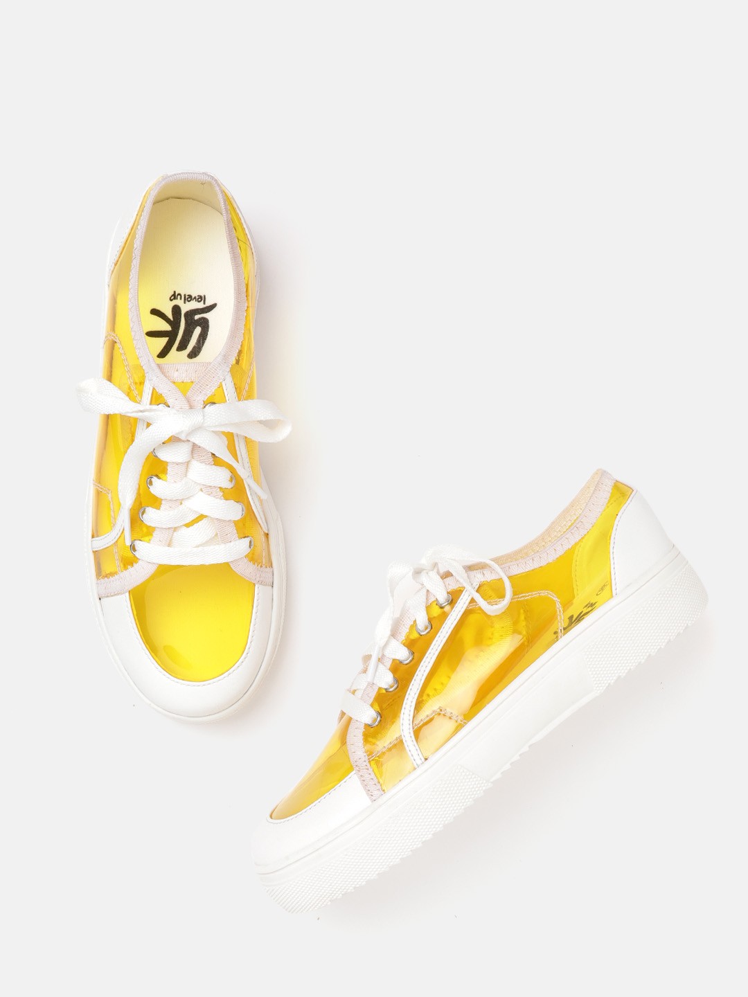 

YK Girls Yellow & White Colourblocked Detail Semi-Transparent Sneakers