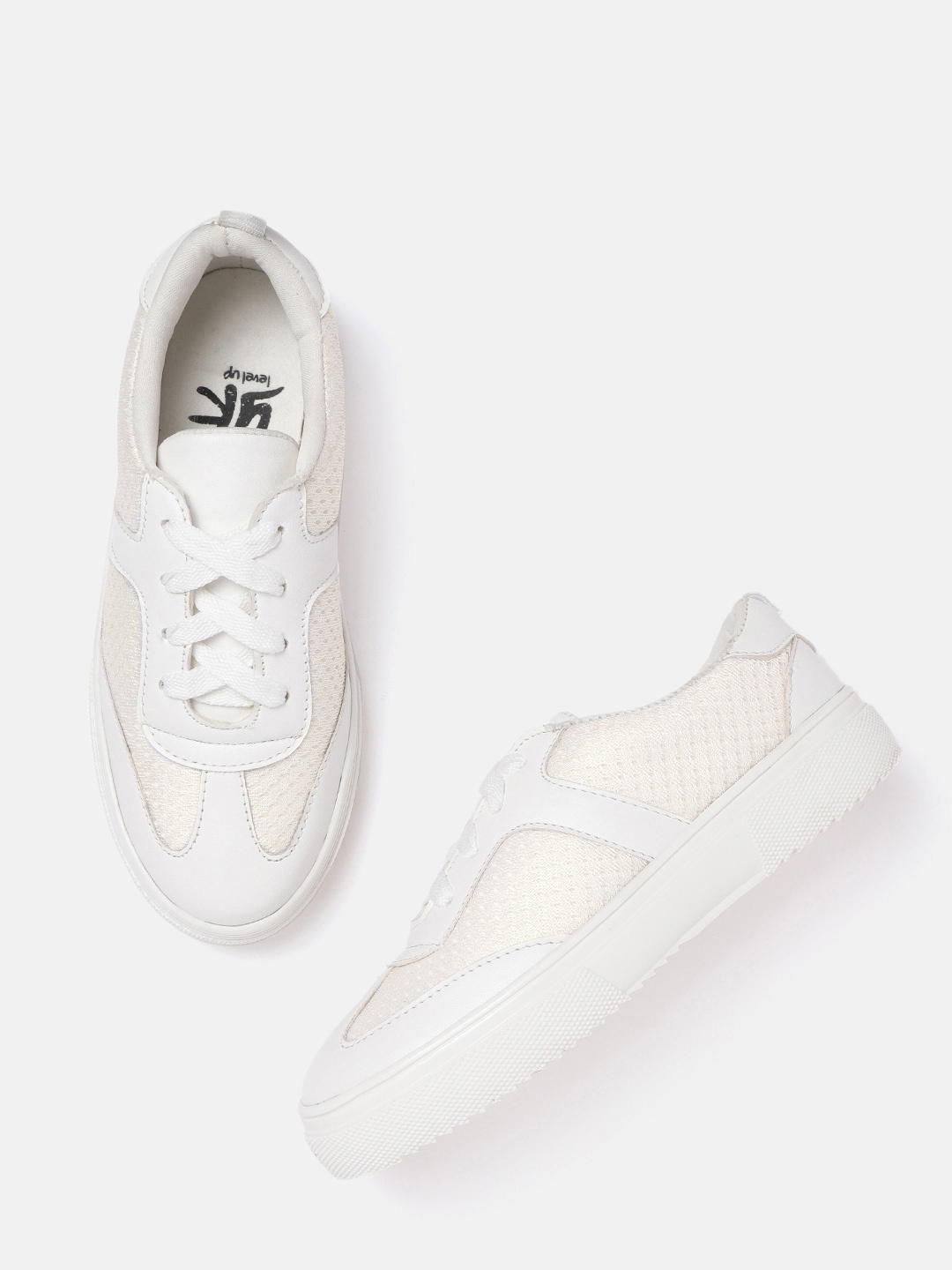 

Yk Boys Off-White Woven Design Sneakers