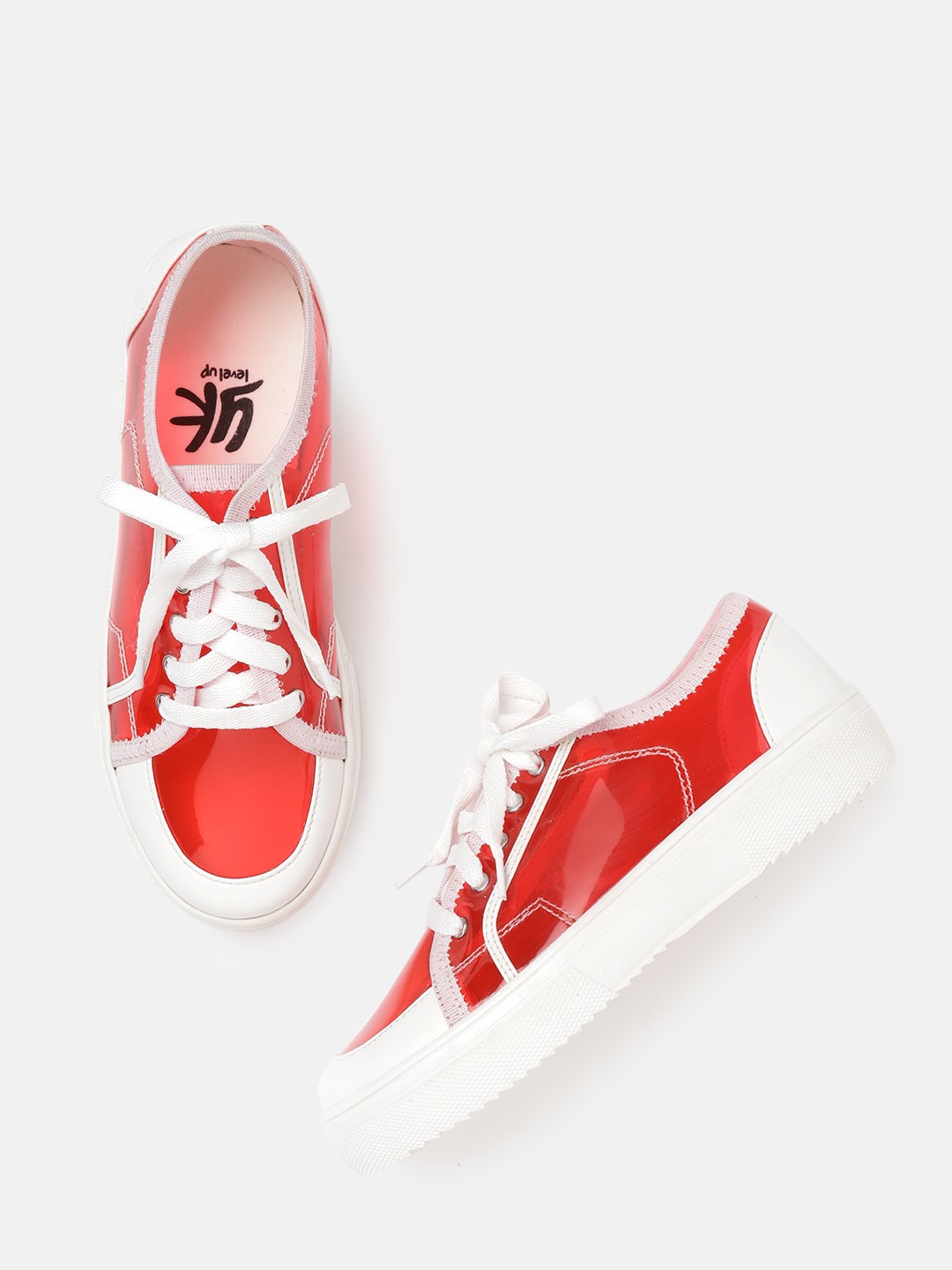 

YK Girls Red & White Colourblocked Detail Semi-Transparent Sneakers