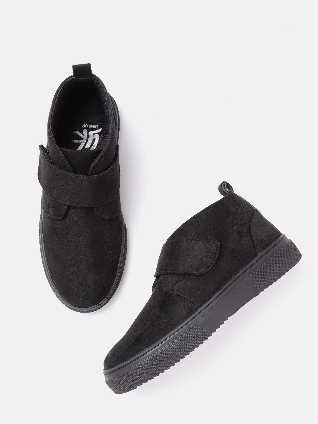 

Yk Boys Black Solid Suede Finish Mid-Top Sneakers